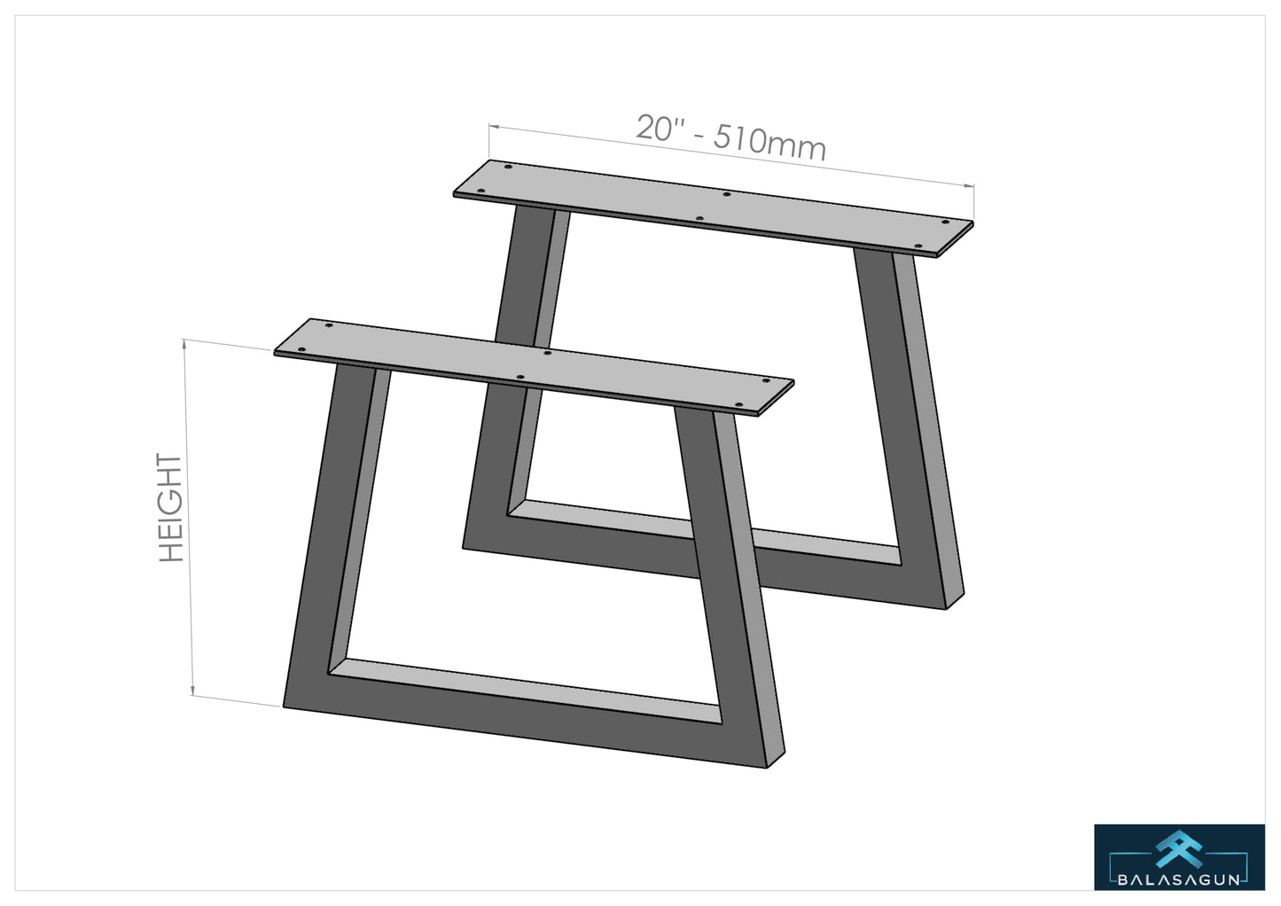 Trapez 1620 | Metal Sehpa Ayakları — Set (2)